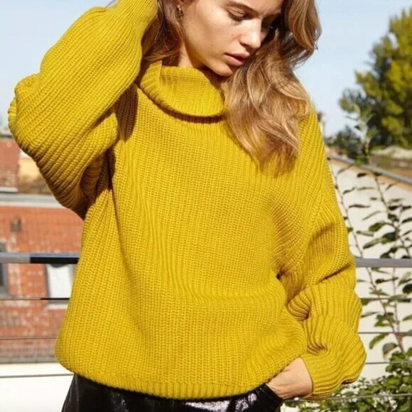 Aritzia Wilfred Montpellier Knit Merino Wool Turtleneck Dark Sunkissed Sz M - Picture 1 of 8